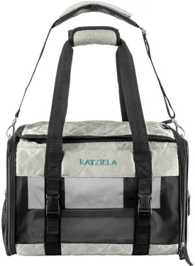 Katziela - Airline Approved Quilited Companion Cat & Dog Carrier Gray