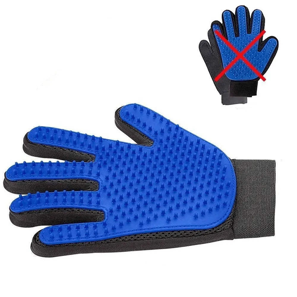 Kiki N Pooch True Touch Grooming Gloves for Dogs and Cats (Blue)