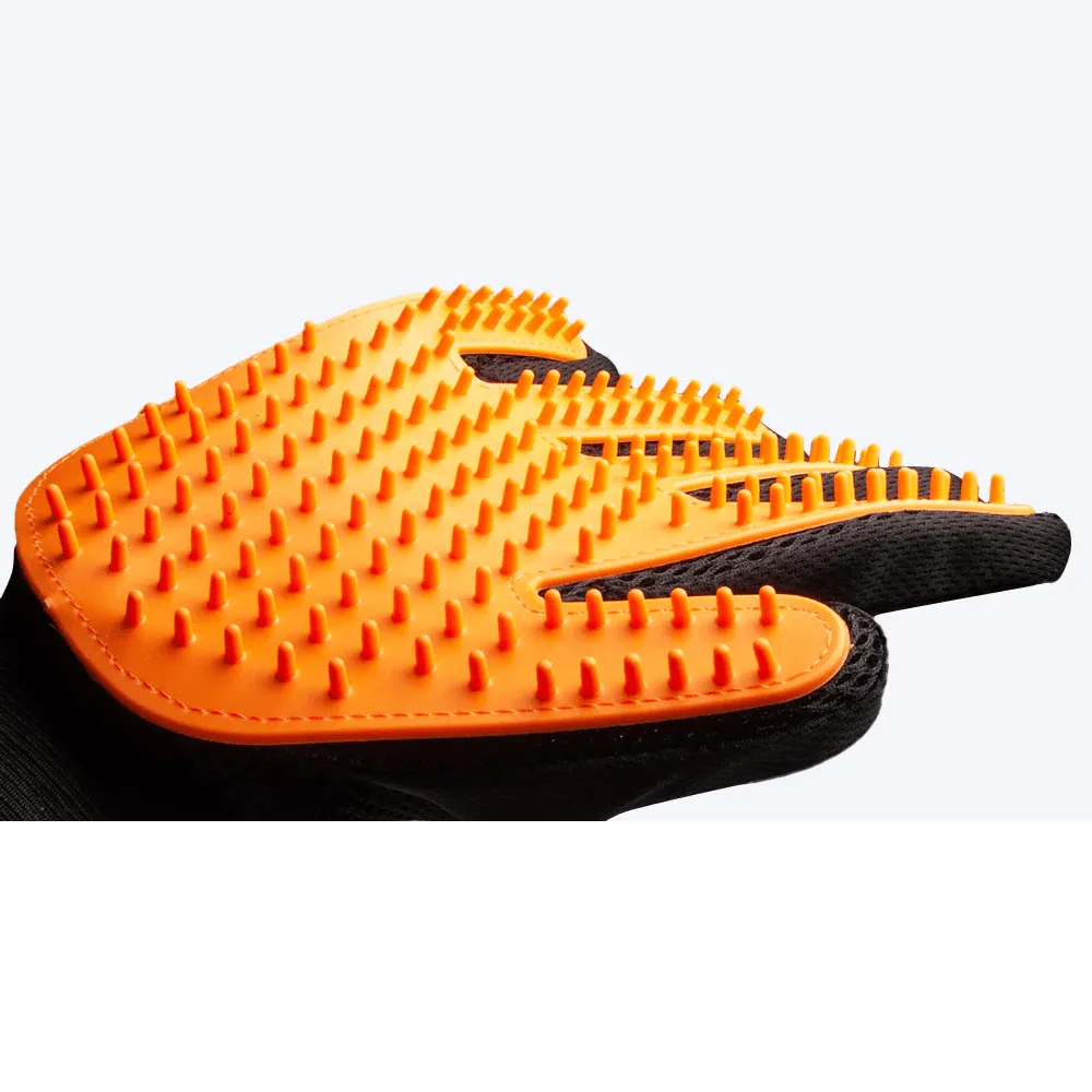 Kiki N Pooch True Touch Grooming Gloves for Dogs and Cats (Orange)