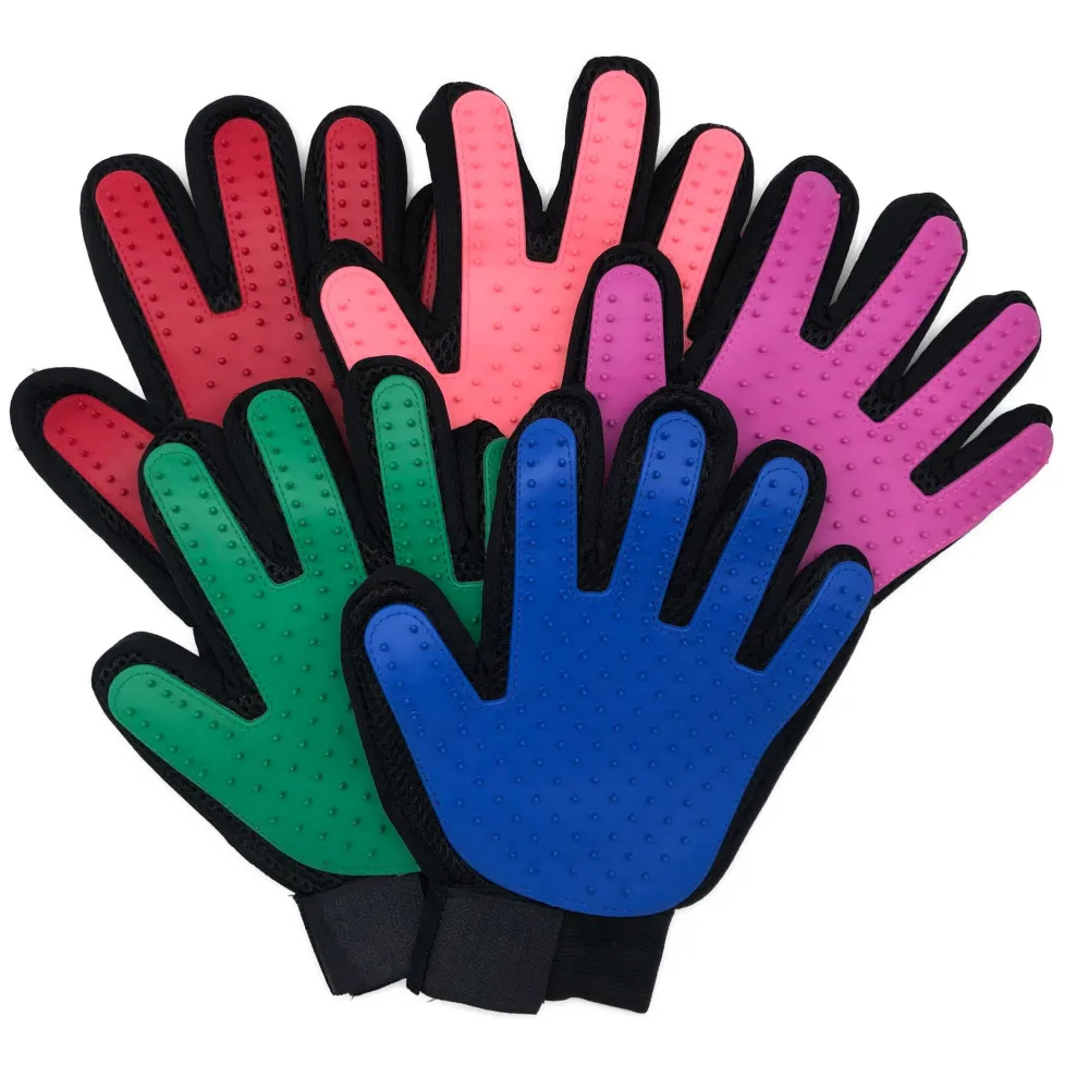 Kiki N Pooch True Touch Grooming Gloves for Dogs and Cats (Orange)