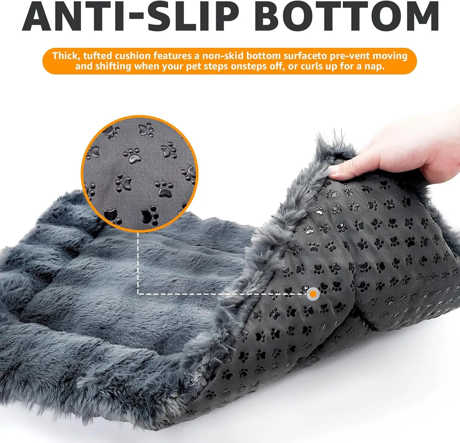 Large Dog Bed Crate Pad 35 inch,Washable Pet Crate Beds for Large Medium Small Size Dogs,Deluxe Plush Anti-Slip Dog Kennel Pad for Sleeping,Super Soft pet Bed,35"x22",Dark Grey