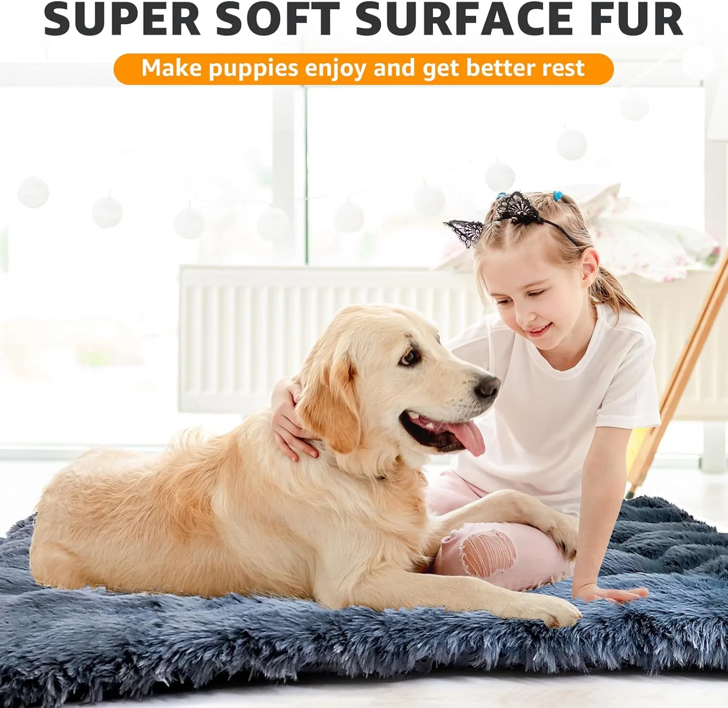 Large Dog Bed Crate Pad 35 inch,Washable Pet Crate Beds for Large Medium Small Size Dogs,Deluxe Plush Anti-Slip Dog Kennel Pad for Sleeping,Super Soft pet Bed,35"x22",Dark Grey