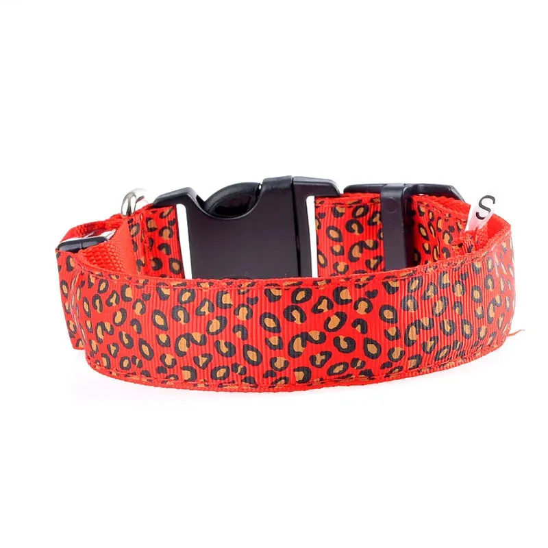 LED Nylon Dog Collar - Night Safety with Flashing Lights