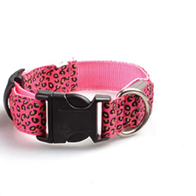 LED Nylon Dog Collar - Night Safety with Flashing Lights