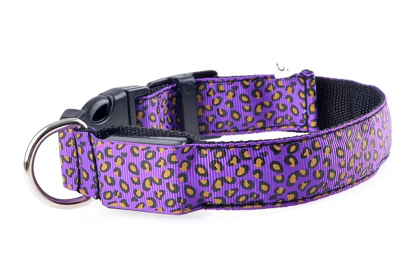 LED Nylon Dog Collar - Night Safety with Flashing Lights