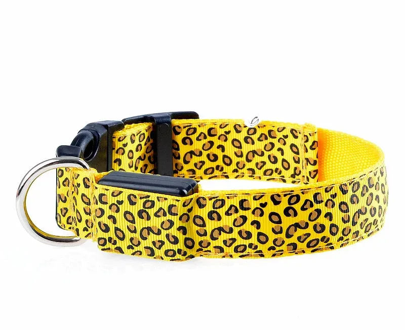 LED Nylon Dog Collar - Night Safety with Flashing Lights