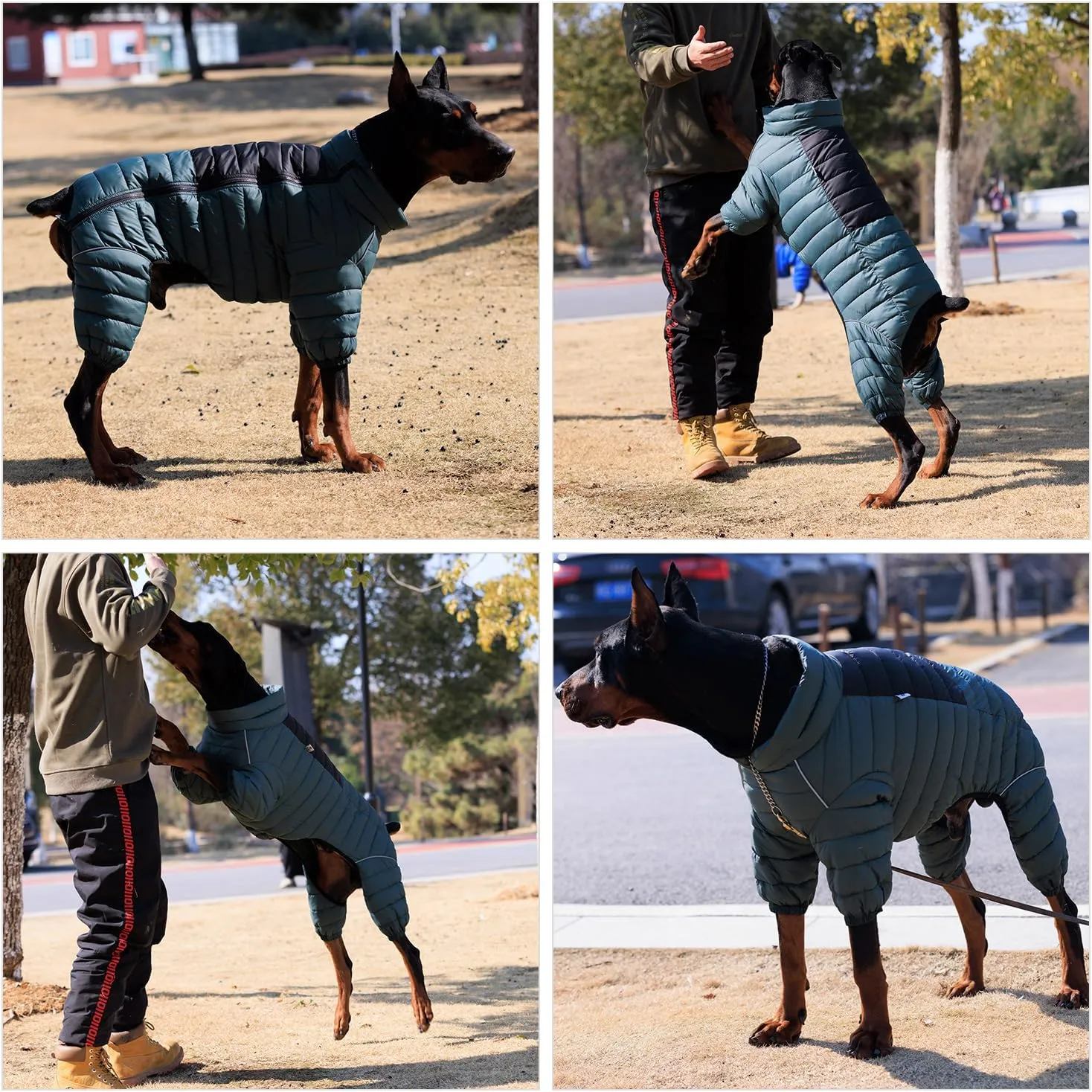 Lovelonglong Dog Coat Dog Warm Jacket, 4 Legs Covered Waterproof Windproof Reflective Warm Dog Vest, Zippered Adjustable Outdoor Dog Snow Jacket for Small Medium Large Dogs ArmyGreen XXXL