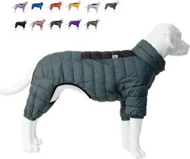 Lovelonglong Dog Coat Dog Warm Jacket, 4 Legs Covered Waterproof Windproof Reflective Warm Dog Vest, Zippered Adjustable Outdoor Dog Snow Jacket for Small Medium Large Dogs ArmyGreen XXXL