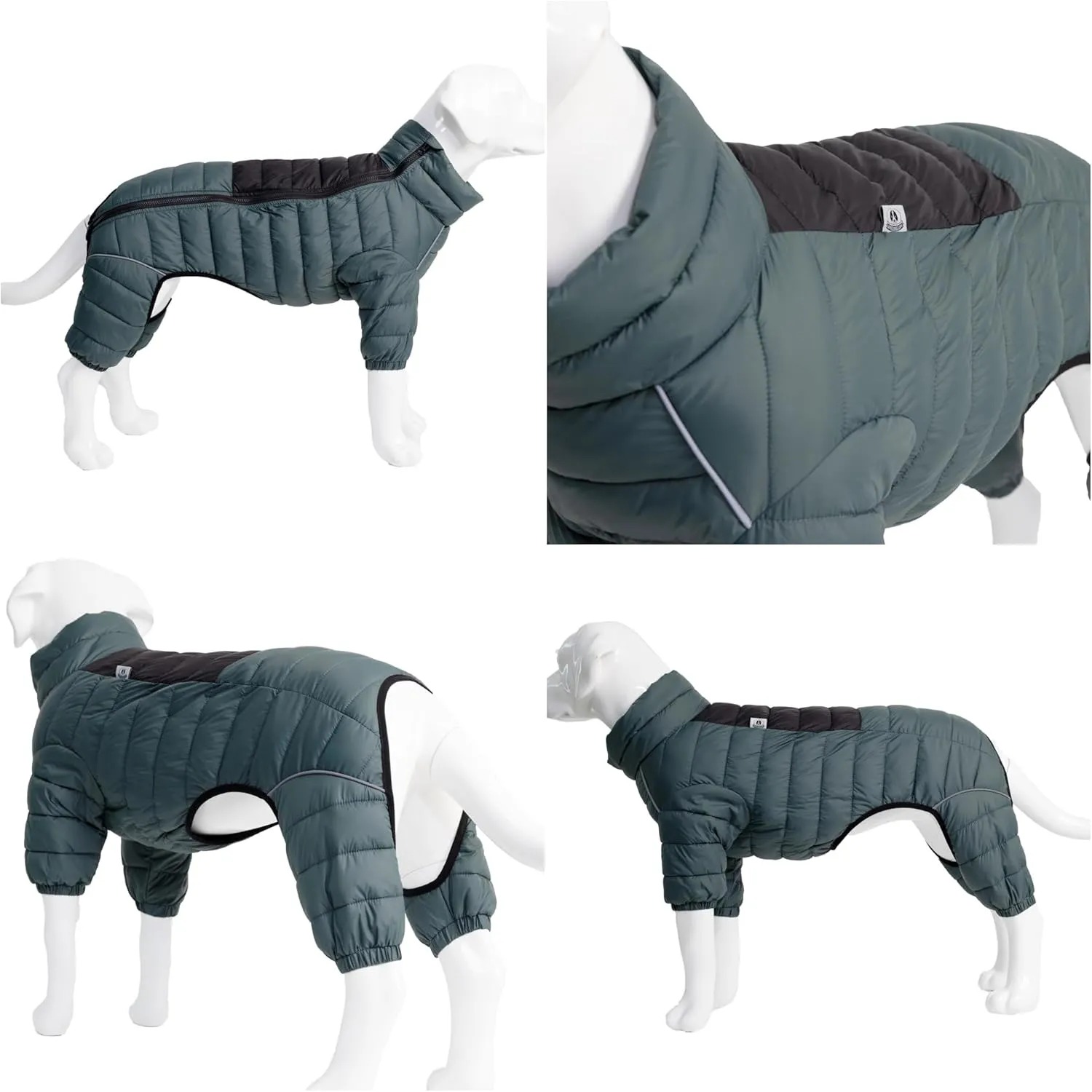 Lovelonglong Dog Coat Dog Warm Jacket, 4 Legs Covered Waterproof Windproof Reflective Warm Dog Vest, Zippered Adjustable Outdoor Dog Snow Jacket for Small Medium Large Dogs ArmyGreen XXXL