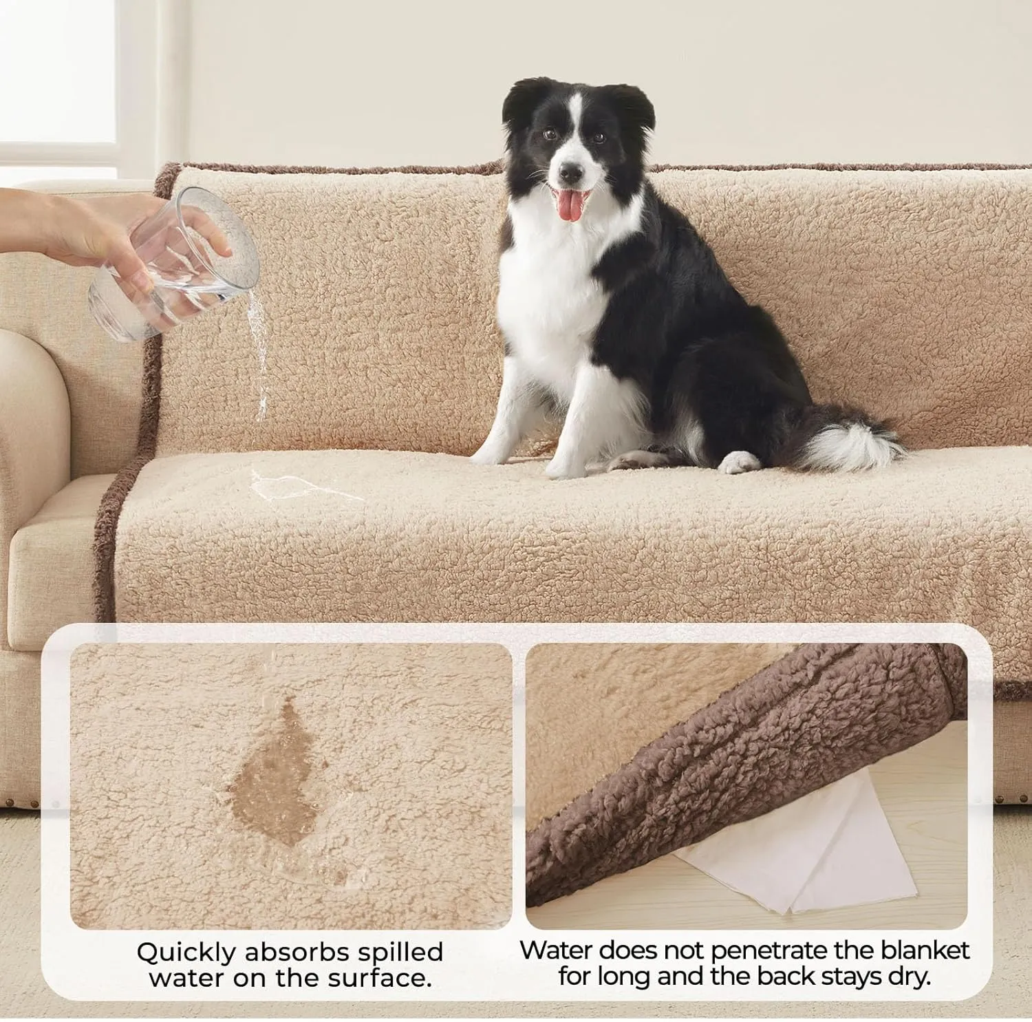 Luciphia Waterproof Pet Blanket for Medium Large Dogs Soft Cat Sherpa Calming Thick Cover Leakproof Cozy Puppy Sofa Bed Car Couch Protector(Beige/Brown,30x20 inches)