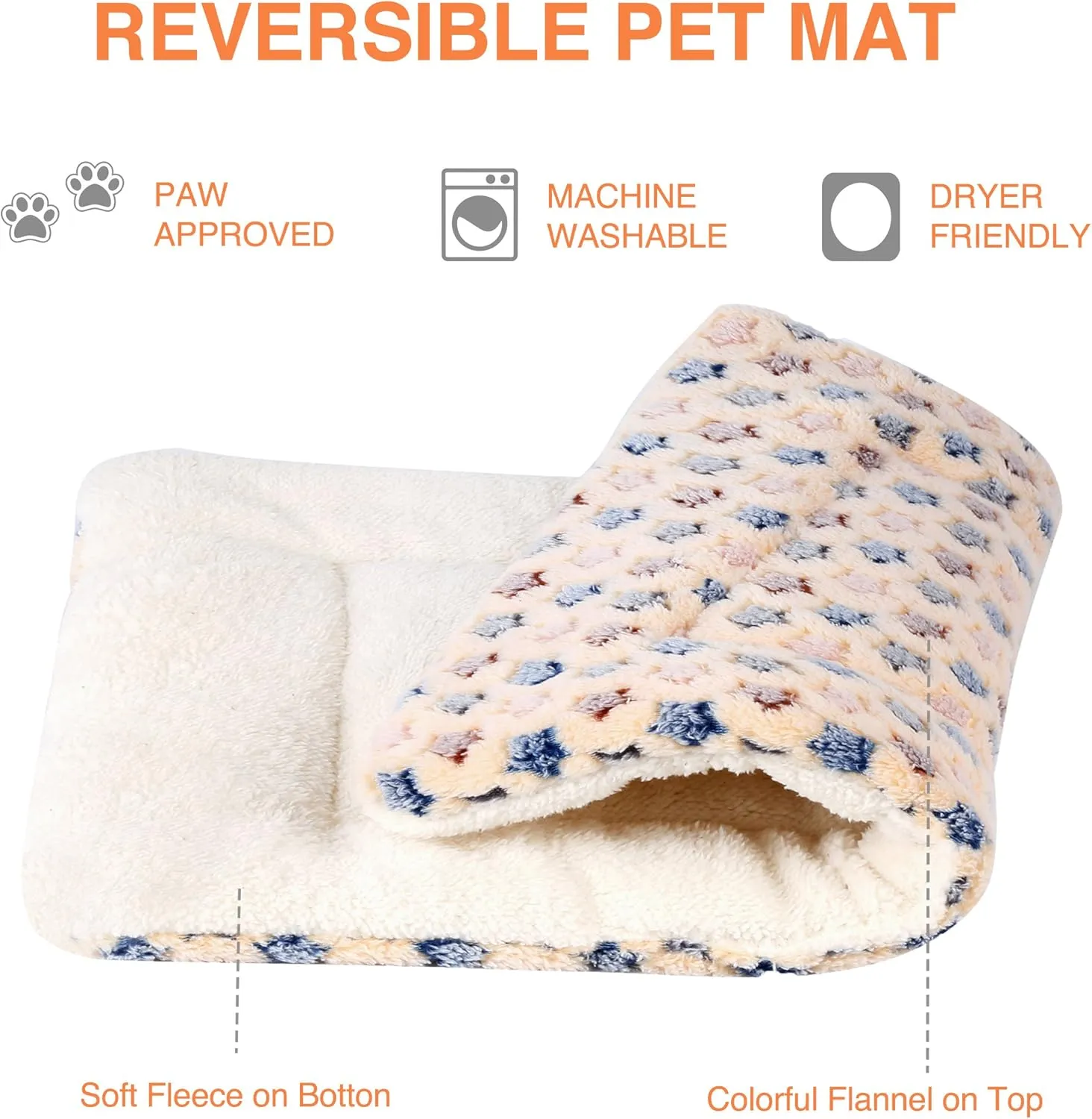 Mora Pets Cat Bed Dog Crate Pad Ultra Soft Pet Bed with Cute Star Print Washable Crate Mat for Small Dogs and Indoor Cats Reversible Fleece Dog Kennel Pad Cat Carrier Mat 14 x 17.5 inch Brown