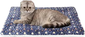 Mora Pets Cat Bed Dog Crate Pad Ultra Soft Pet Bed with Cute Star Print Washable Crate Mat for Small Dogs and Indoor Cats Reversible Fleece Kennel Pad Cat Carrier Mat 14 x 17.5 inch Dark Blue