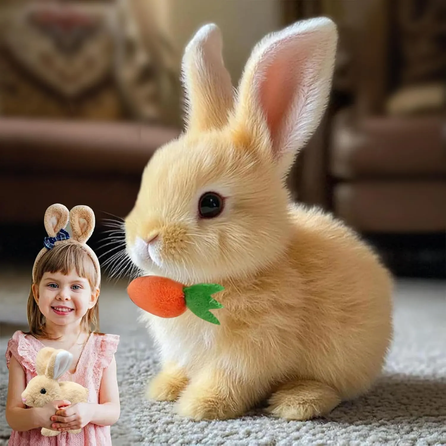 My Realistic Bunny Toy, Bunny Plush Bunny Realistic Bunny Bunny Realistic Bunny Easter Bunny Stuffed ; Bunny Doll Plush Interactive Toy Figures Bunny Toys for Kids (Brown)