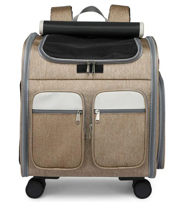 New pet trolley case going out portable cat backpack shoulders large-capacity breathable foldable portable cat bag