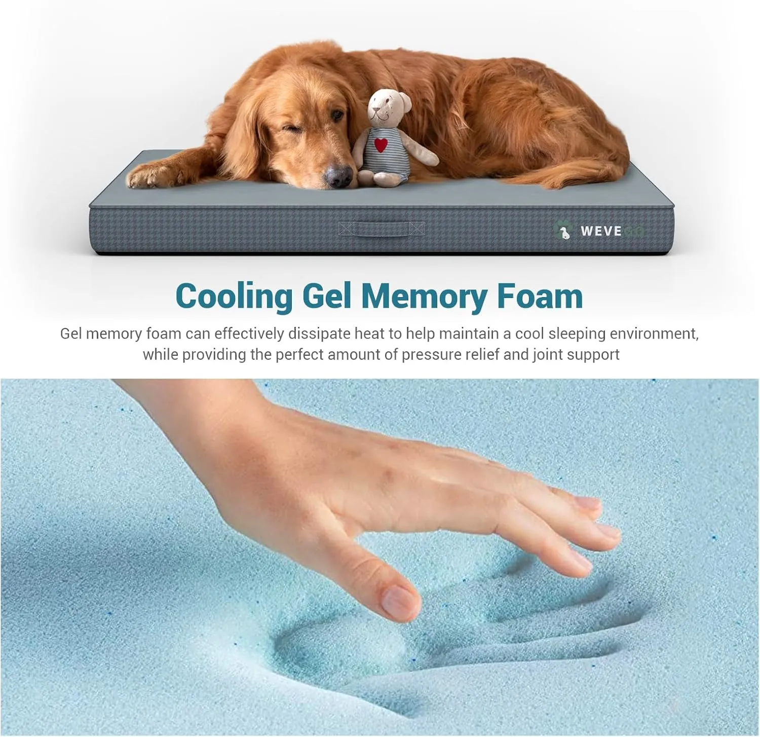 Orthopedic Dog Bed for Large Dogs, 3.5-inch Thick Gel Memory Foam Support with Durable Flannel Fabric Dog Beds, Removable Cover & Waterproof Liner with Non-Slip Bottom Pet Bed, 41*29*3.5 inch