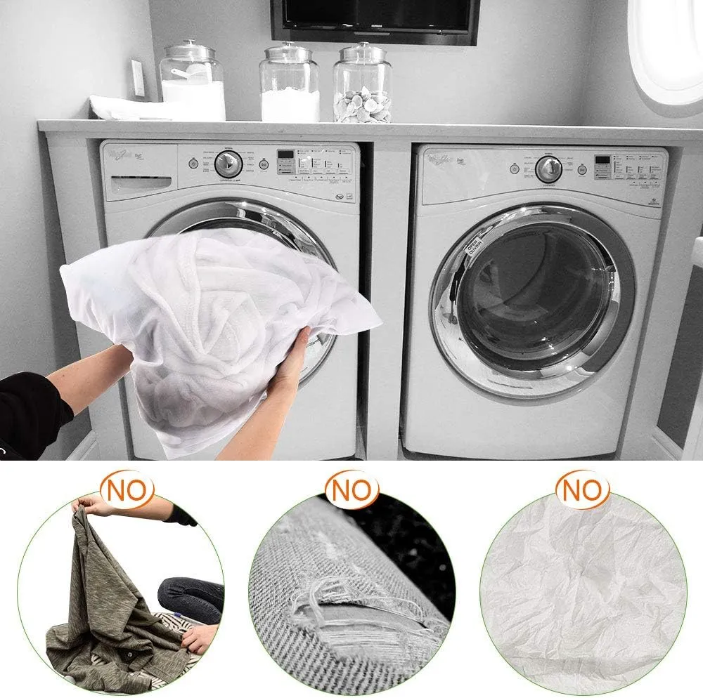 OTraki Large Washing Machine Bag 2 Pack 43 x 35in XL Mesh Laundry Bags 2 Pack Heavy Duty Zipper Big Dryer Wash Net for Delicates Bedding Blanket Pet Bed Camp Travel Dorm Jumbo Netted Organizer White