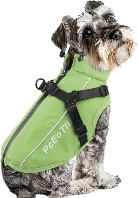 PcEoTllar Dog Coat with Harness, Warm Winter Jacket, Waterproof Windproof, Reflective Snow Dog Clothes with Zipper, for Small Medium Large Dogs (Green,XXL)