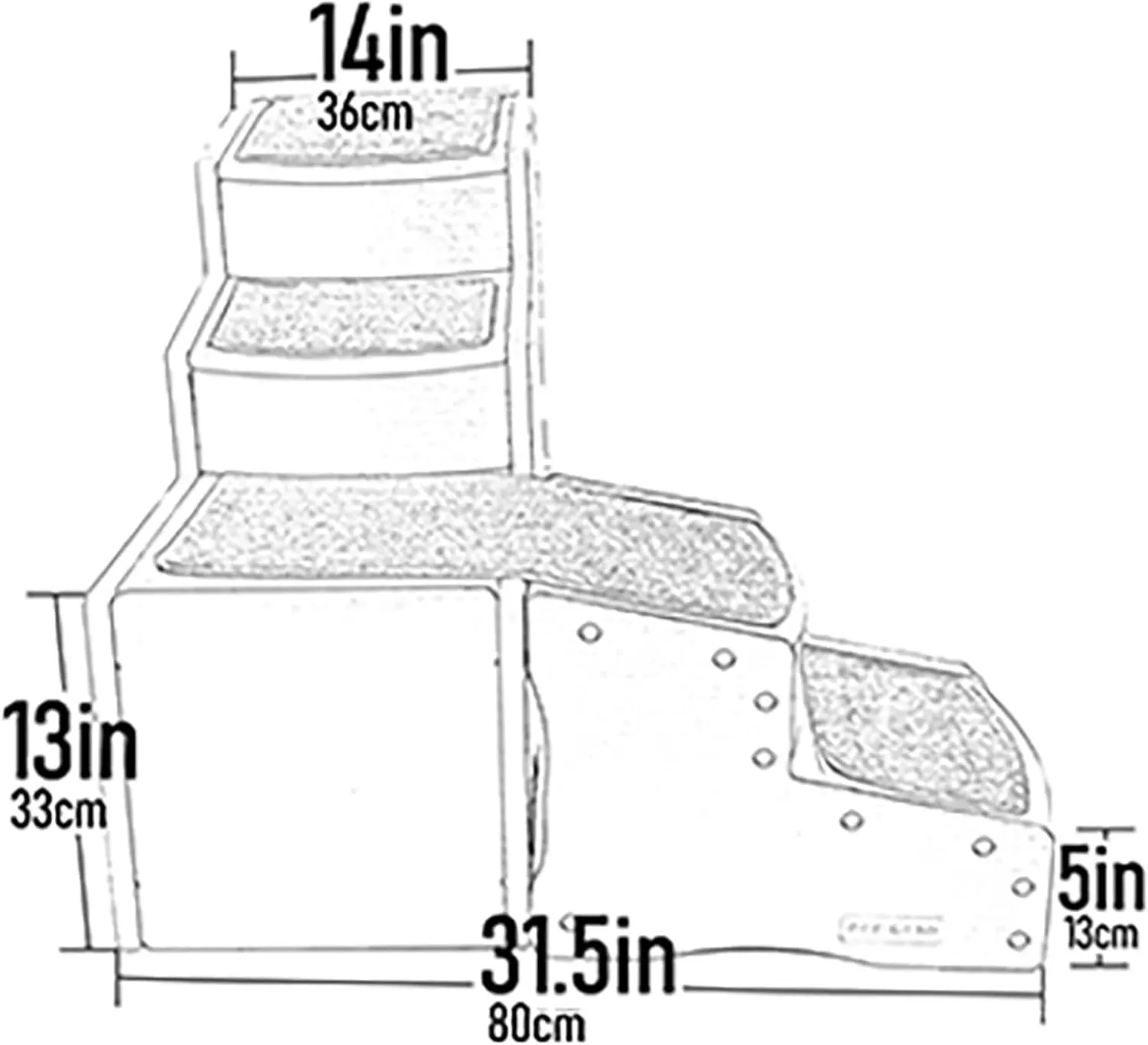 Pet Gear Easy Step Bed Stair for Cats/Dogs, Adjusts to Either Side of Bed, Removable Washable Carpet Treads, Storage Compartment, for Pets Up to 75lbs, Espresso
