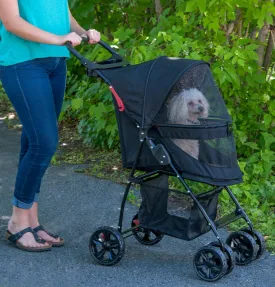 Pet Gear No-Zip Happy Trails Lite Pet Stroller for Cats/Dogs, Zipperless Entry, Easy Fold with Removable Liner, Safety Tether, Storage Basket   Cup Holder, 3 Colors