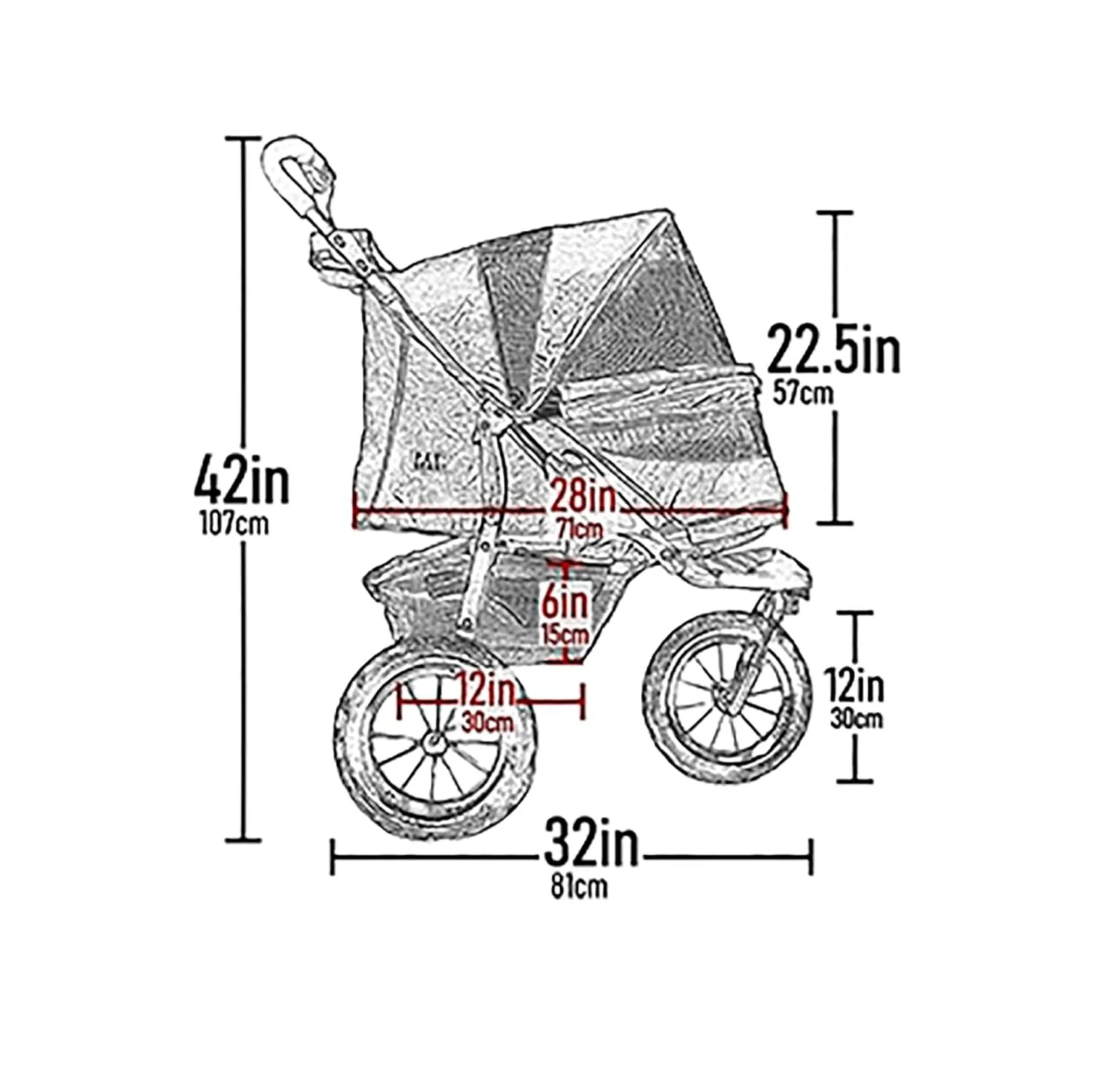 Pet Gear No-Zip Jogger Pet Stroller for Cats/Dogs, Zipperless Entry, Airless Tires, Easy One-Hand Fold, Cup Holder   Storage Basket, Hunter