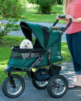 Pet Gear No-Zip Jogger Pet Stroller for Cats/Dogs, Zipperless Entry, Airless Tires, Easy One-Hand Fold, Cup Holder   Storage Basket, Hunter