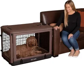 Pet Gear The Other Door 4 Door Steel Crate for Dogs/Cats with Garage-Style Door, Includes Plush Bed   Travel Bag, No Tools Required, 3 Models, 3 Colors