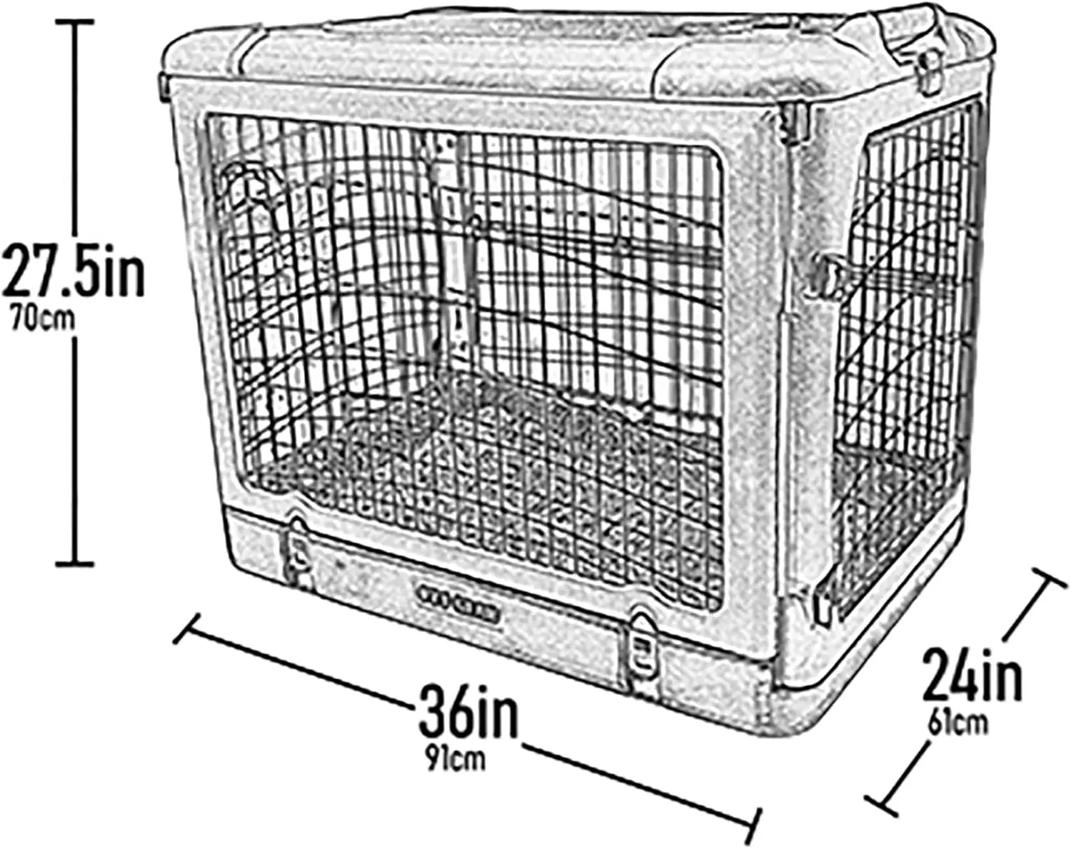 Pet Gear The Other Door 4 Door Steel Crate for Dogs/Cats with Garage-Style Door, Includes Plush Bed   Travel Bag, No Tools Required, Beige