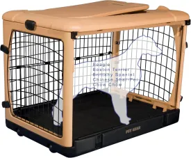 Pet Gear The Other Door 4 Door Steel Crate for Dogs/Cats with Garage-Style Door, Includes Plush Bed   Travel Bag, No Tools Required, Beige