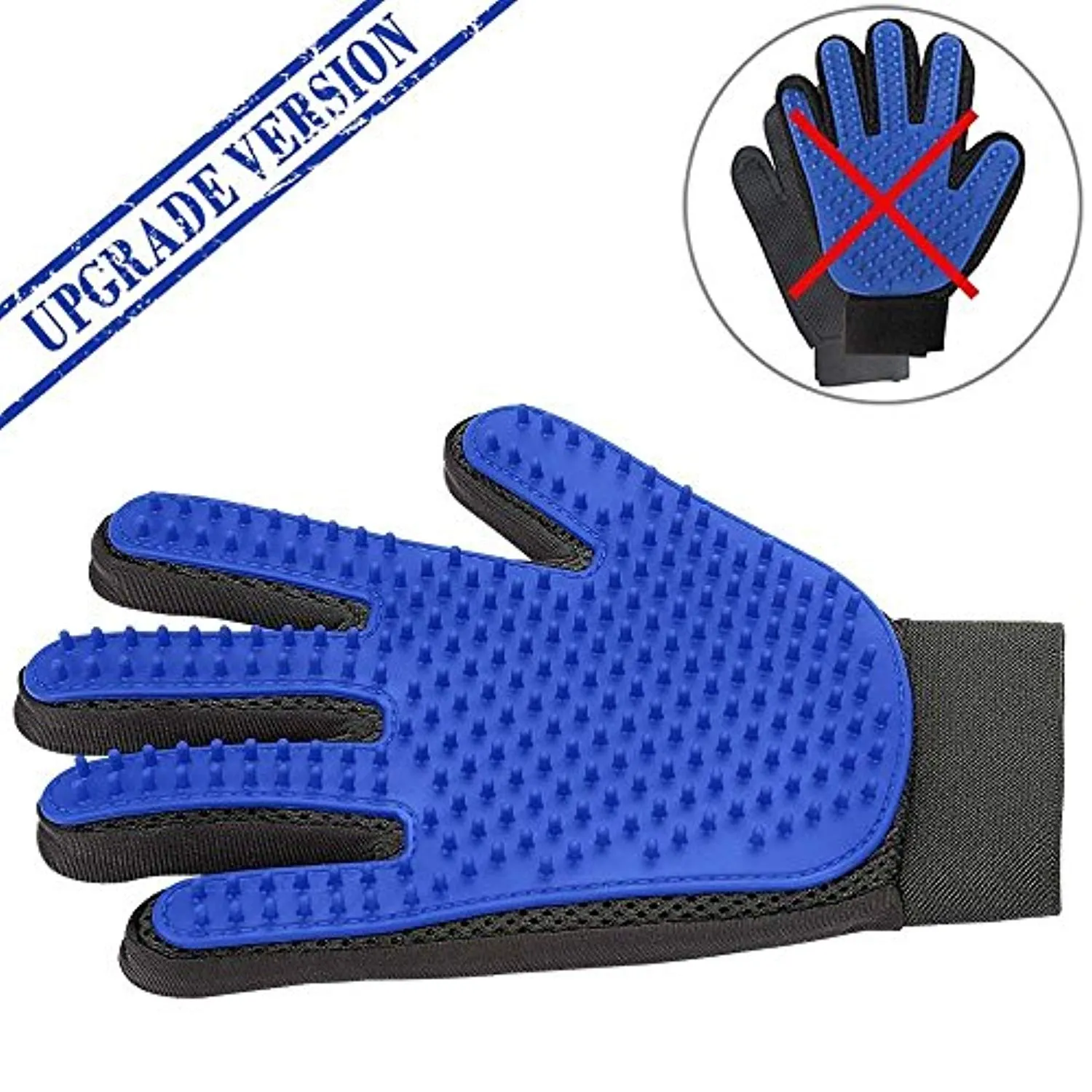 Pet Grooming Glove - Gentle Deshedding Brush Glove - Efficient Pet Hair Remover Mitt - Enhanced Five Finger Design - Perfect for Dog & Cat with Long & Short Fur