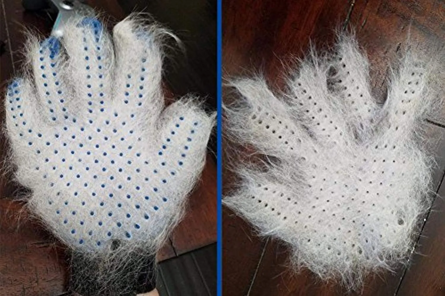 Pet Grooming Glove - Gentle Deshedding Brush Glove - Efficient Pet Hair Remover Mitt - Enhanced Five Finger Design - Perfect for Dog & Cat with Long & Short Fur