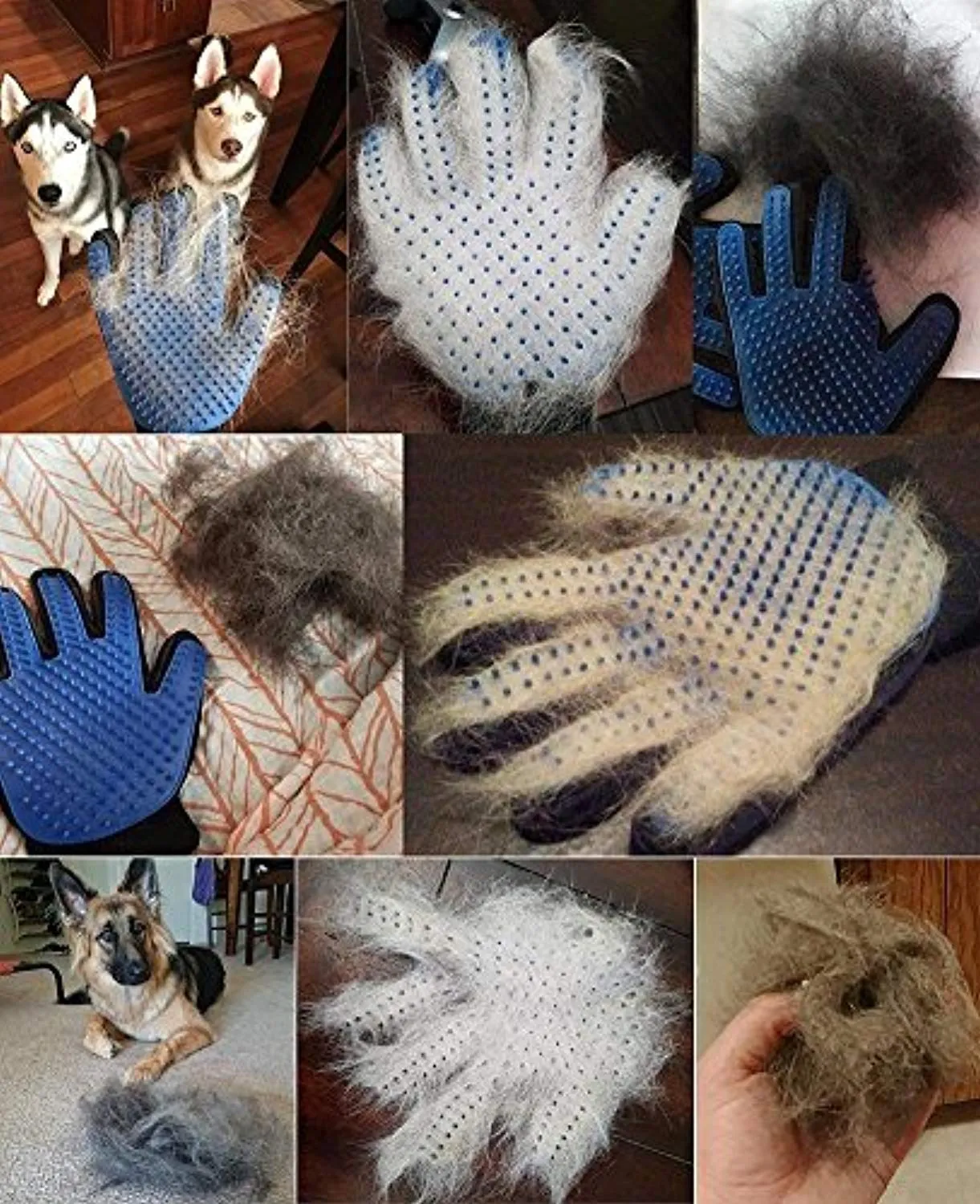 Pet Grooming Glove - Gentle Deshedding Brush Glove - Efficient Pet Hair Remover Mitt - Enhanced Five Finger Design - Perfect for Dog & Cat with Long & Short Fur