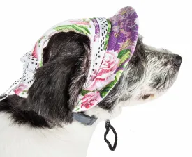 Pet Life Botanic Bark Floral UV Protectant Canopy Dog Hat Medium