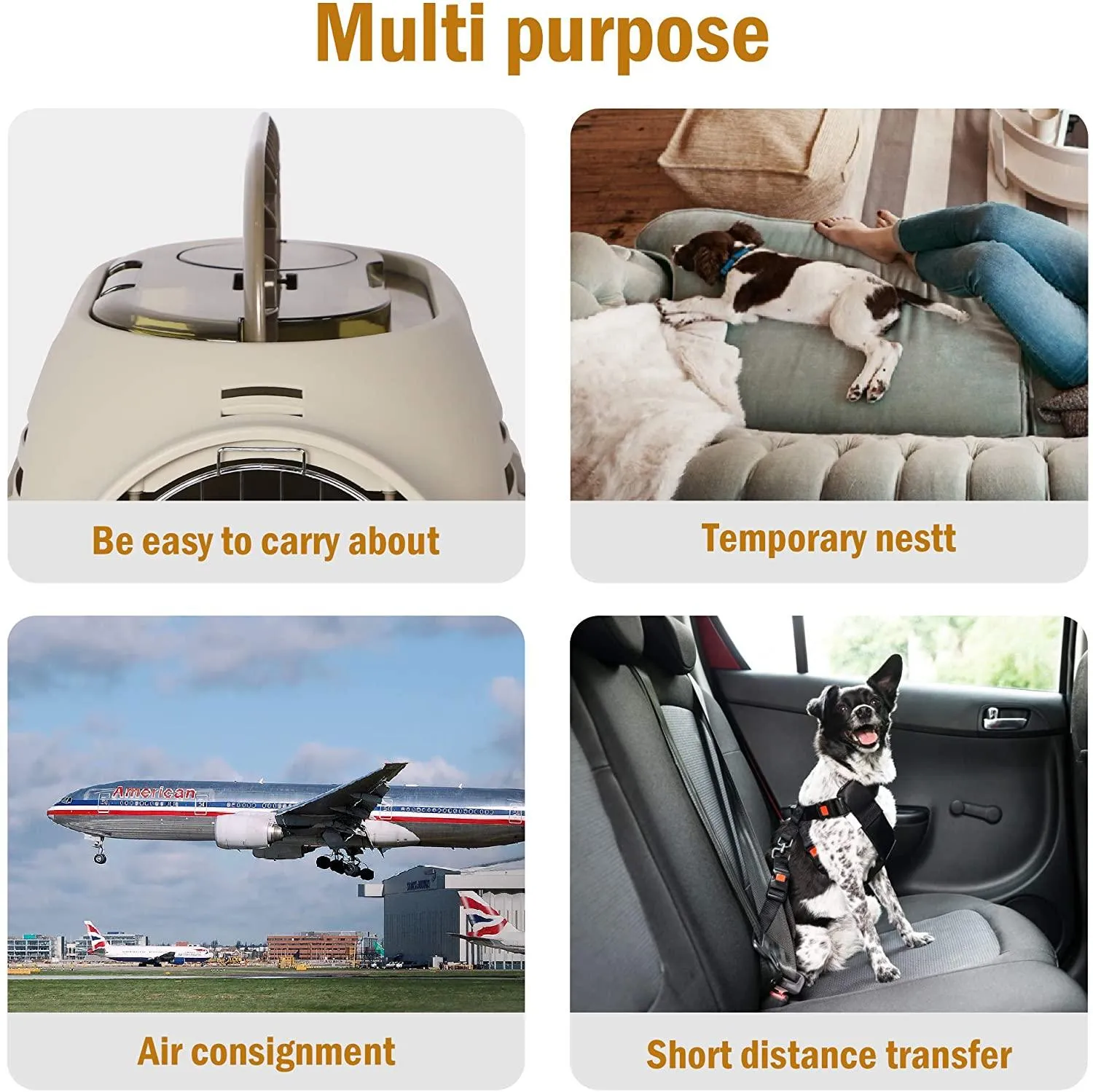 Pet Travel Cage Pet Hard-Side Carrier Plastic Dog Carrier Easy Assembly Pet Airline Box Portable Cage