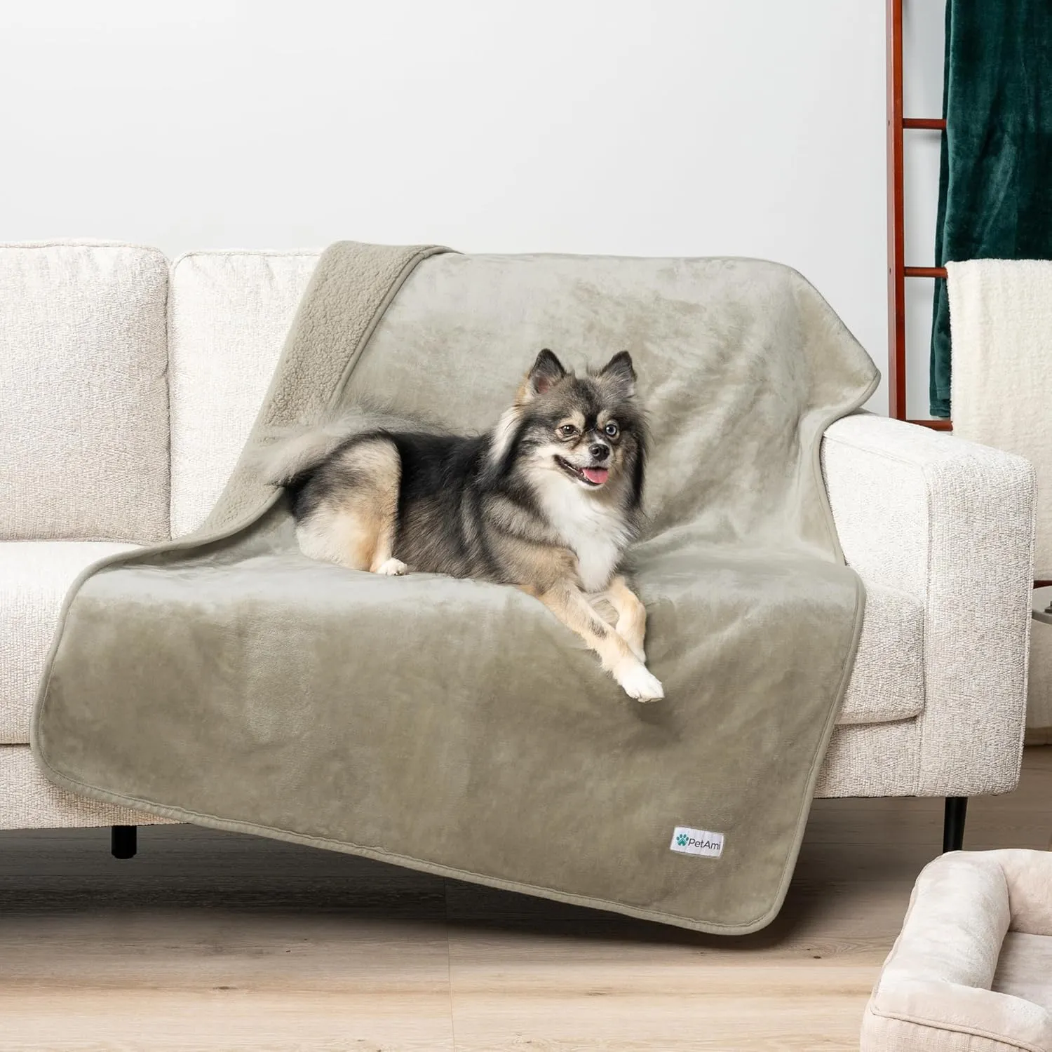 PetAmi Waterproof Dog Blanket for Medium Large Dogs, Pee Proof for Bed Couch, Reversible for Puppy Indoor Cat, Soft Dog Pee Crate Cover Washable, 60x80 Taupe