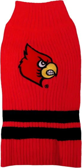Pets First NCAA Louisville Cardinals Dog Sweater, Size Small. Warm & Cozy Knit Pet Sweater with NCAA Team Logo, Best Puppy Sweater for Large & Small Dogs