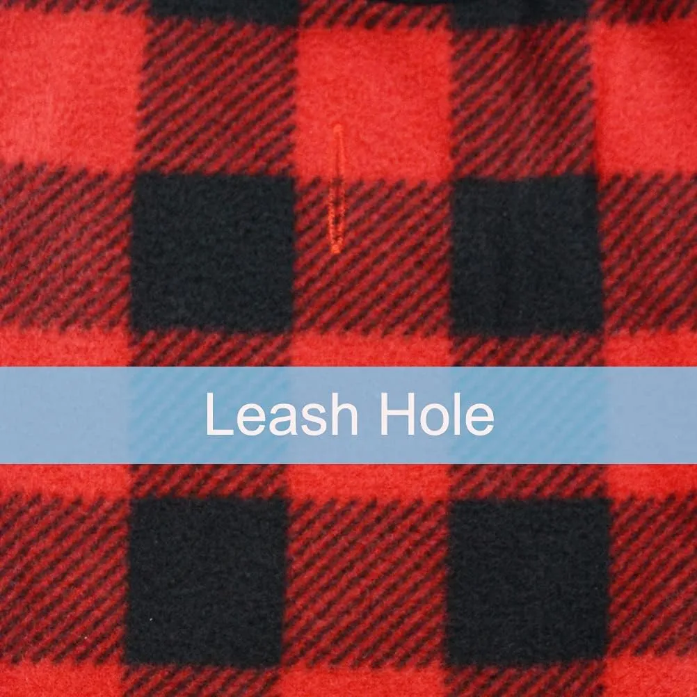 Plaid Dog Hoodie Pet Fleece Sweater Winter Coat with Hat for Small Medium Large Dogs Red and Black XL
