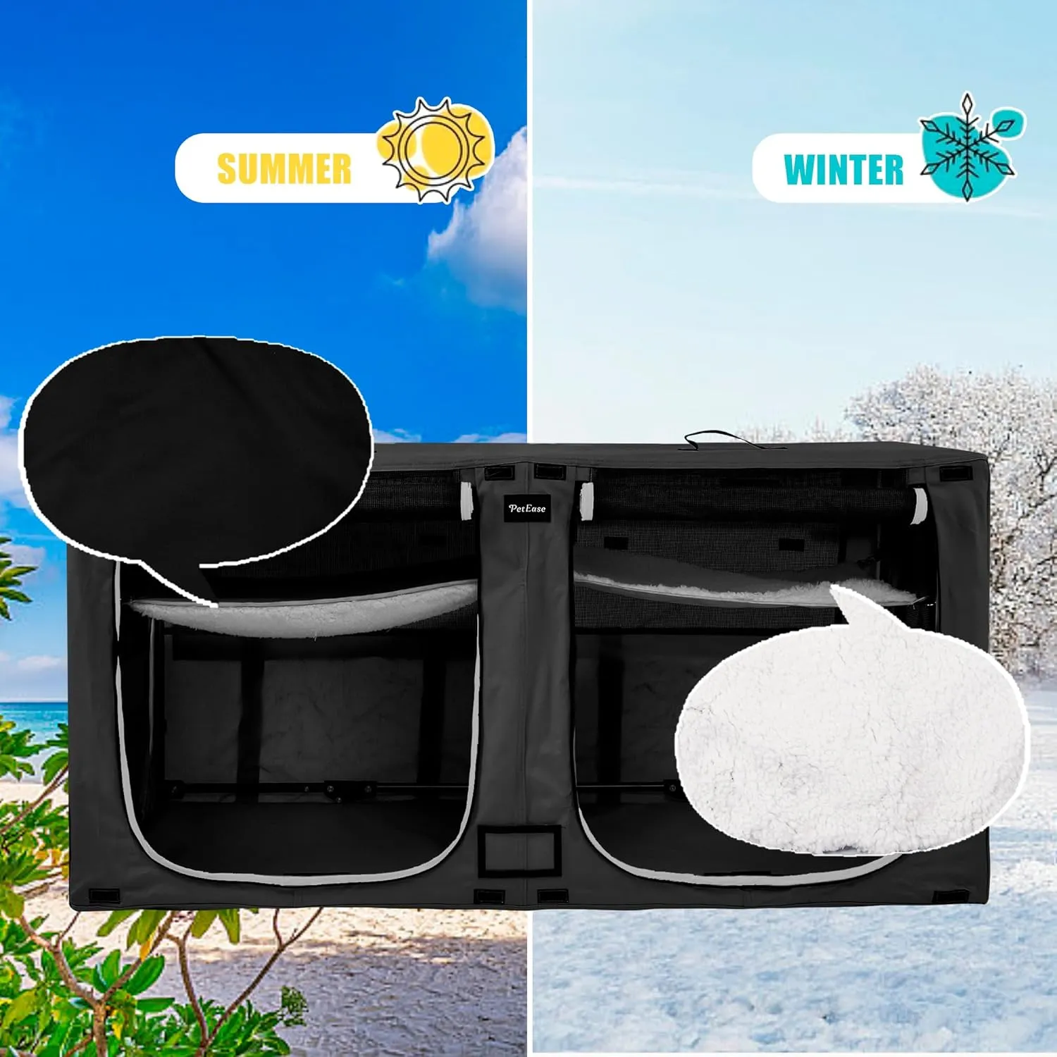 Portable Double Dog Cat Crate,Twin Compartment Cat Show House Cat Condo,Cat Travel Carrier Cages with Litter Box Water Bottle Mat and hamock,Two Room Cat Enclosure Playpen