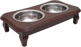 Premium Elevated Pet Feeder By Pawridge - Luxury Solid Wood Stand & 2 Food Grade Stainless Steel Bowls - Improves Your Pet's Digestion - Suitable For Small / Medium Dogs & Cats