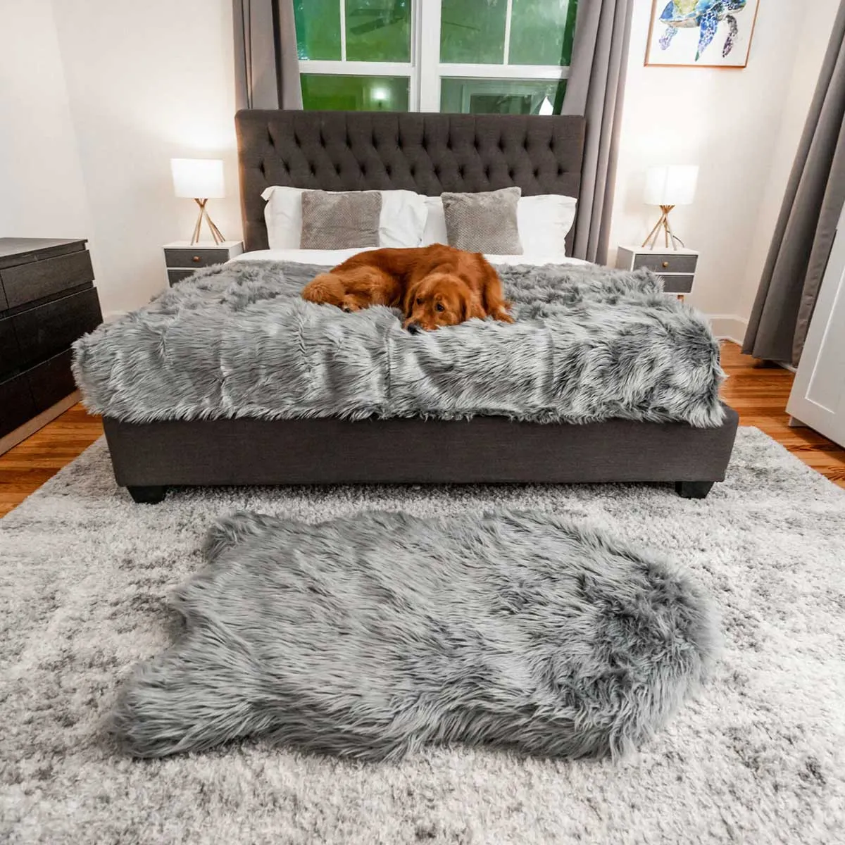 PupProtector Waterproof Throw Blanket -  Charcoal Faux Fur