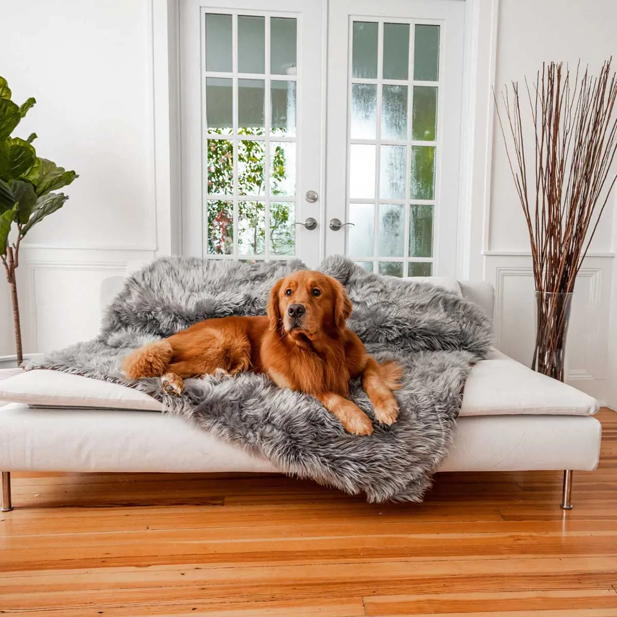 PupProtector Waterproof Throw Blanket -  Charcoal Faux Fur