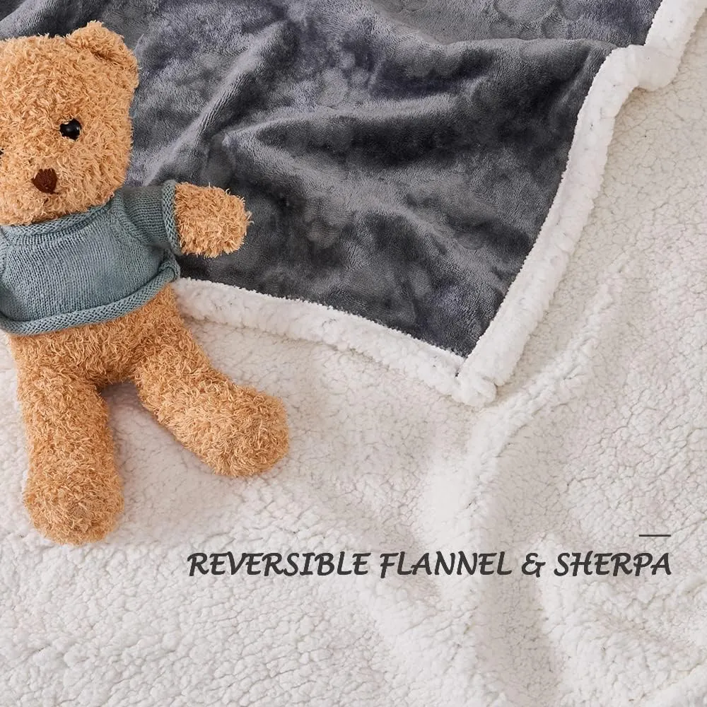Qeils Pet Blankets for Cats - Waterproof Cat Blanket Washable - Sherpa Fleece Puppy Blanket, Soft Plush Reversible Throw Protector for Bed Couch Car Sofa, 25"X30", Dark Grey