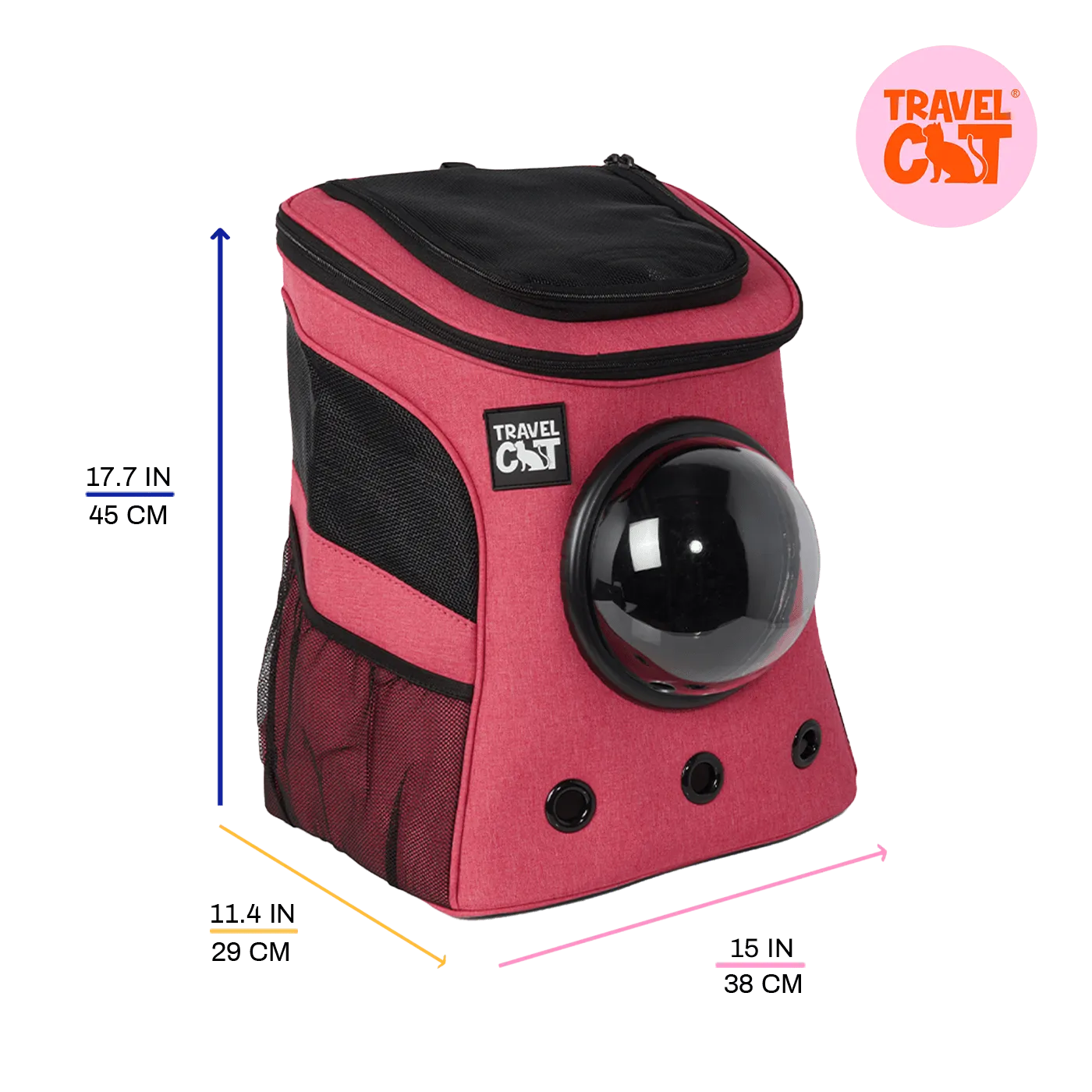 "The Fat Cat" Cat Backpack in Deep Rose Pink - For Larger Cats