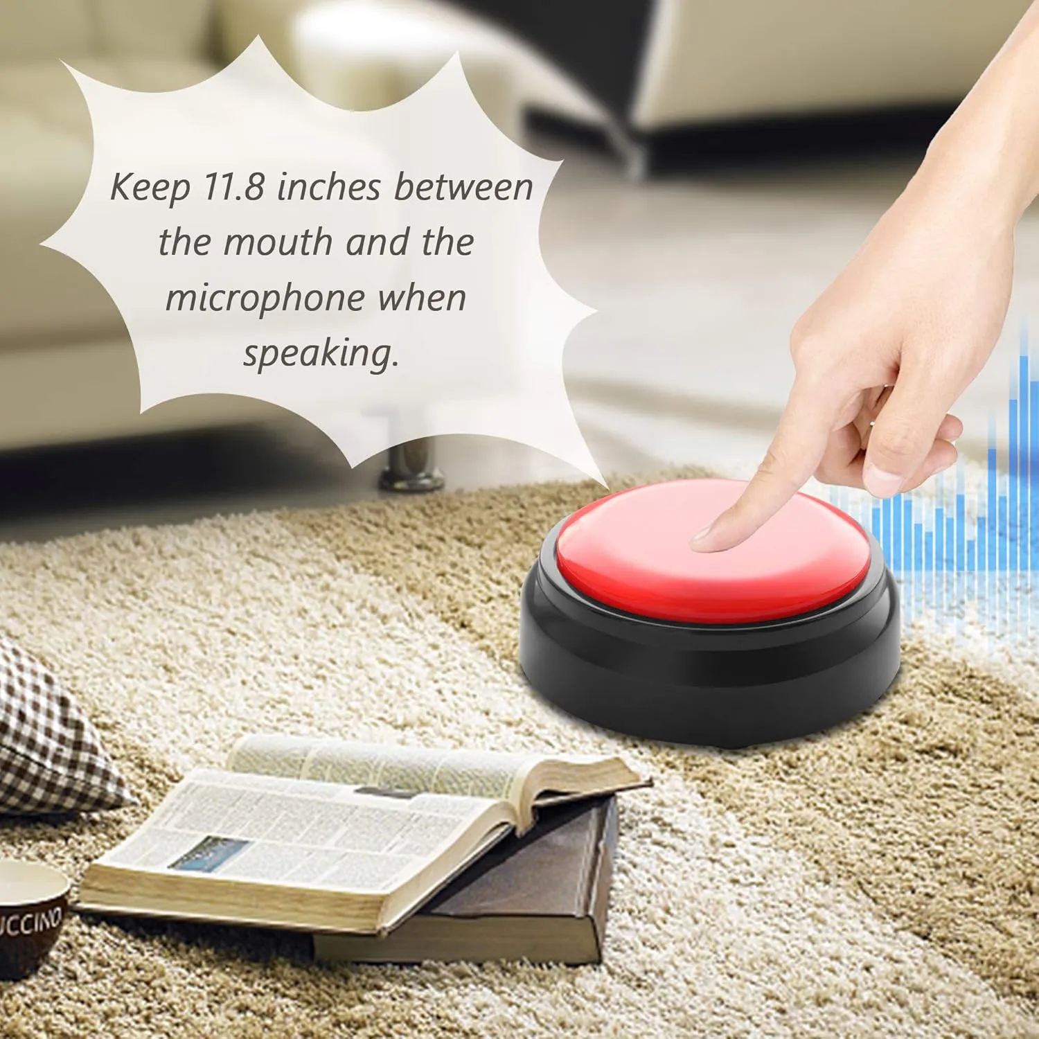 Recordable Button, Sound Button Record Talking Button Answer Buzzers Funny Buttons Record Your Own Words with 30s Voice Recording Time Also Used for Dog Training - Red and Black (Battery Included)
