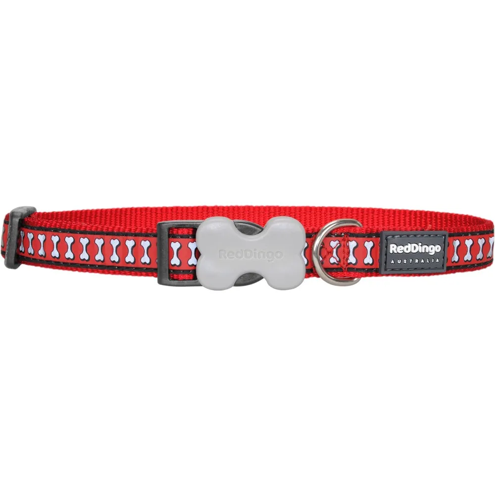 Red Dingo Reflective Dog Collar - Medium