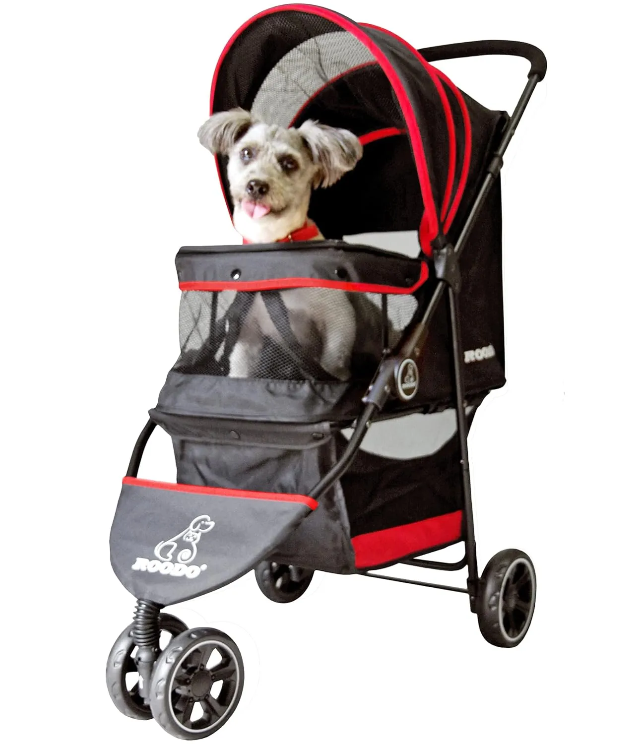 ROODO Escort 3 Wheel Dog Cat Pet Stroller for Small/Medium Dogs Cats Best Lightweight Foldable Portable Compact Jogger Travel All Terrain Pet Gear System Puppy Doggie Bunny Kitty Stroller(Black)