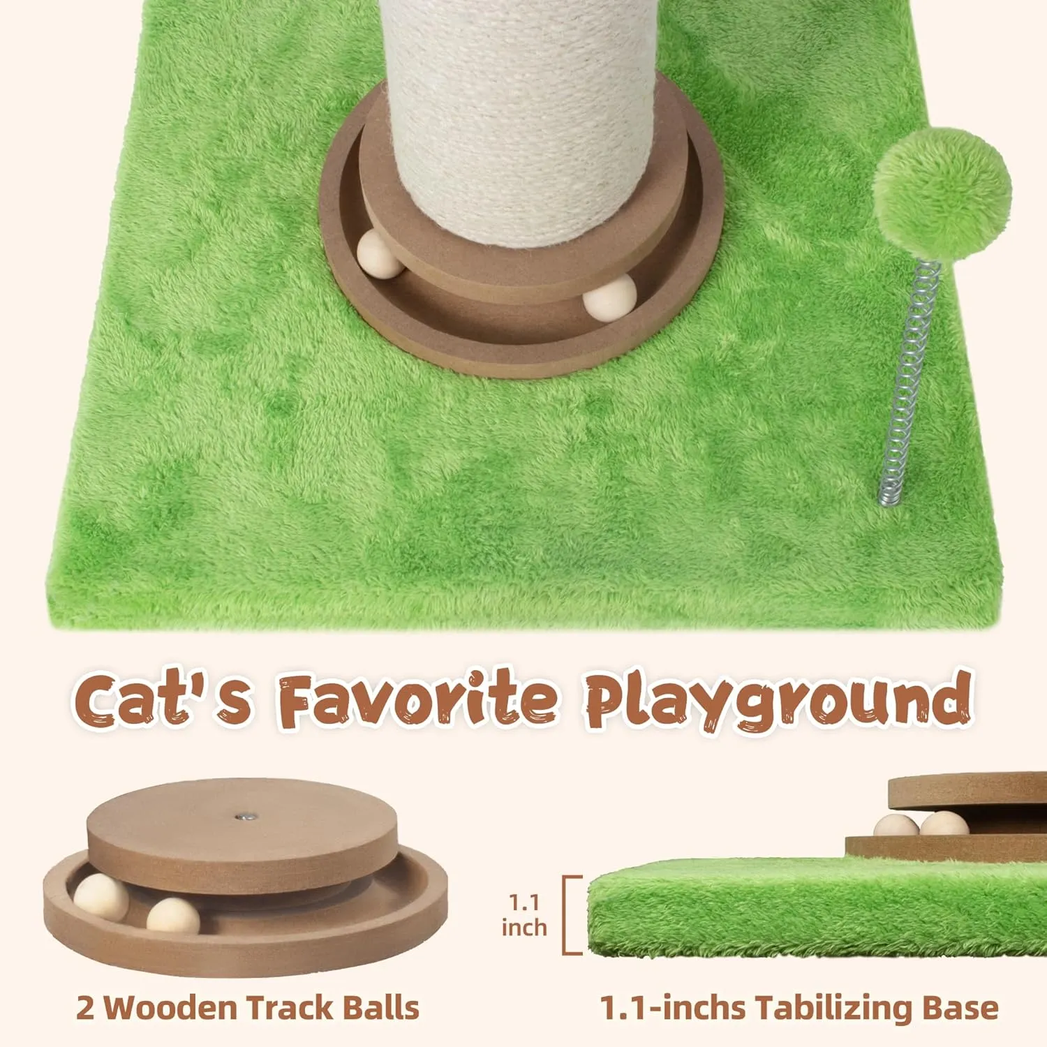 Scratching Post 25 Inch Tall Cat Scratcher for Indoor, Small Cat Tree with Bed, Dia: 4.7'', Removable Flower Perch for Kittens and Large Cats