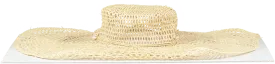 sensi studio Beige Natural Straw Open Weave Sun Hat With Shell Details One Size
