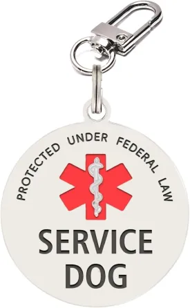 Service Dog Tag Easily Attach to Dog Collar, Harness, Vest (Large)