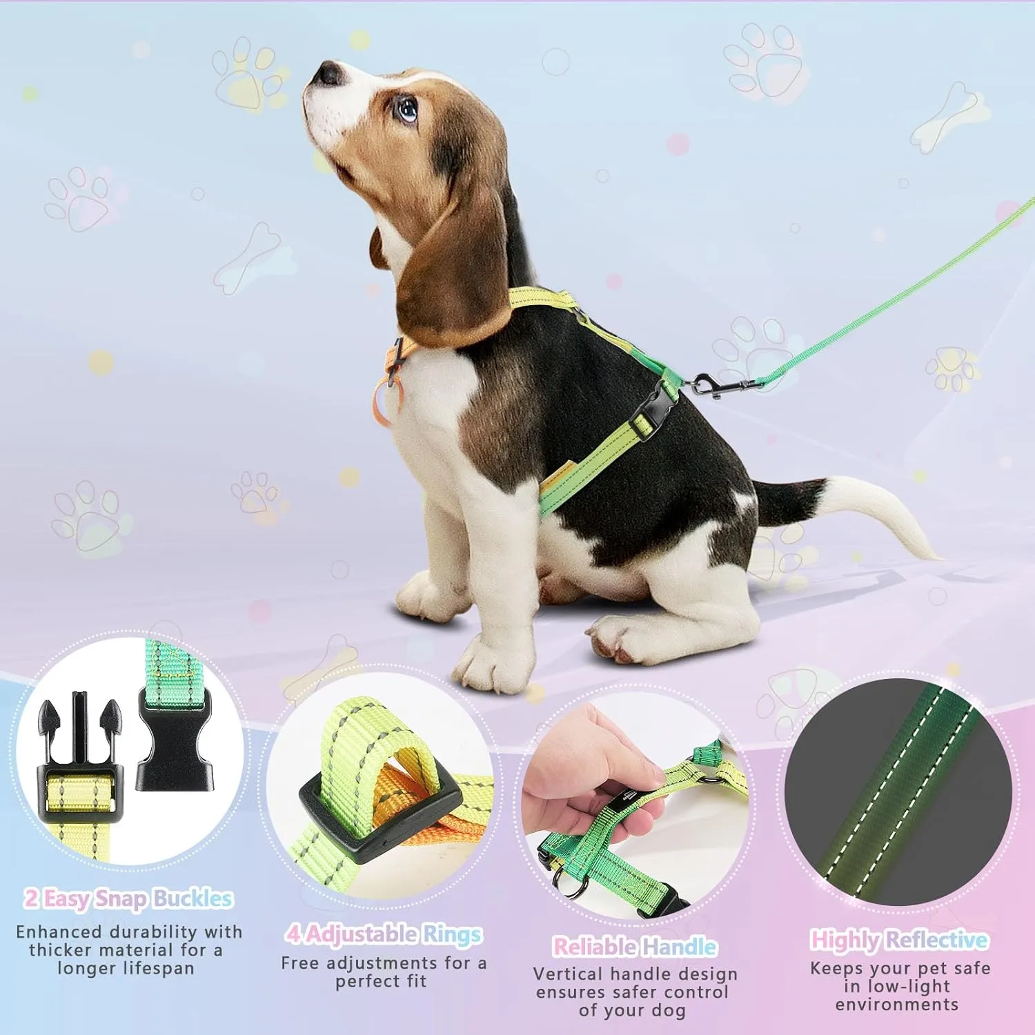 Small Dog Harness and Leash Set, No Pull Dog Harness Adjustable Reflective, Dog Halter Harnesses Comfort Padded Handle, Pet Harness for Training Outdoor Walking (VALLEYDAWN, S)