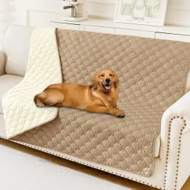 Smiry Waterproof Dog Bed Cover Blanket, Soft Reversible Pet Blanket, Washable Leakproof Cats Dogs Couch Cover for Sofa, Couch, Furniture (52x82 Inch, Camel/Beige)